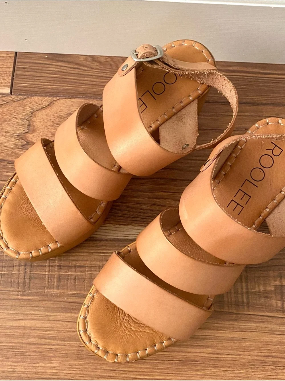 Light Tan Leather Platform Sandals - Classic Strappy Heels